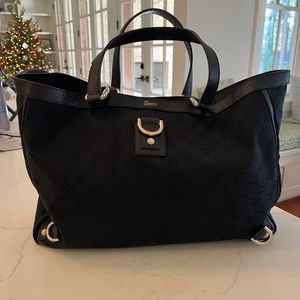 Vintage Gucci Black Canvas Abbey Tote